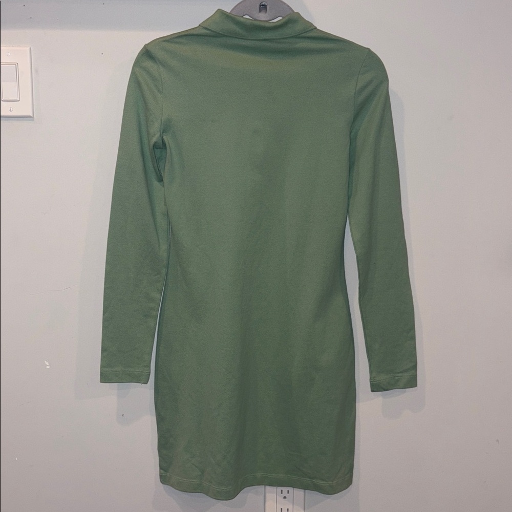 Lacoste Cotton Pique Stretch Polo Long Sleeve Dress EU Size 36/XS Light Green - Picture 5 of 9